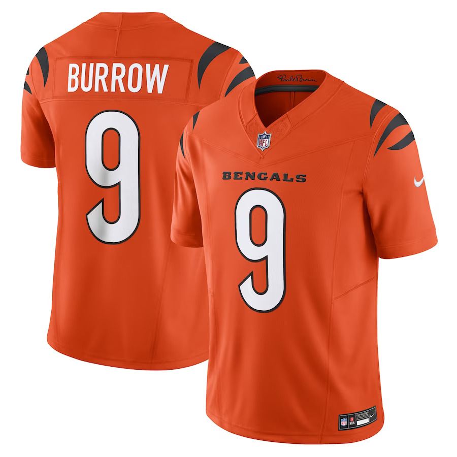 Men Cincinnati Bengals #9 Joe Burrow Nike Orange Vapor F.U.S.E. Limited NFL Jersey